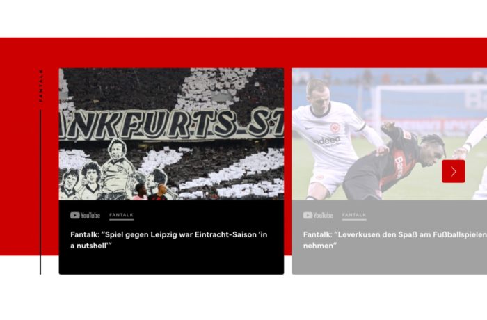 Eine Miniaturansicht des Videos zeigt eine Fußballmenge, die in einem Stadion ein großes Eintracht Frankfurt-Banner hält. Auf dem Banner ist eine schwarz-weiße Illustration von Spielern zu sehen. Der Text darunter lautet: Fantalk: Spiel gegen Leipzig war Eintracht-Saison auf den Punkt gebracht. Eine Miniaturansicht des Videos zeigt eine Fußballmenge, die in einem Stadion ein großes Eintracht Frankfurt-Banner hält. Auf dem Banner ist eine schwarz-weiße Illustration von Spielern zu sehen. Der Text darunter lautet: Fantalk: Spiel gegen Leipzig war Eintracht-Saison auf den Punkt gebracht.